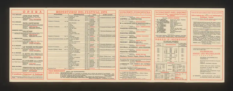 Salzburger Festspiele 1935, Titel in Vorlageform: Salzburg Festival 1935, Verweis auf Stücktitel: Cosi fan tutte, Verweis auf Stücktitel: Don Giovanni, Verweis auf Stücktitel: Elektra, Verweis auf Stücktitel: Falstaff, Verweis auf Stücktitel: Fidelio, Verweis auf Stücktitel: Figaros Hochzeit, Verweis auf Stücktitel: Iphigenie auf Tauris, Verweis auf Stücktitel: Der Rosenkavalier, Verweis auf Stücktitel: Tristan und Isolde, Verweis auf Stücktitel: Jedermann, Verweis auf Stücktitel: Faust