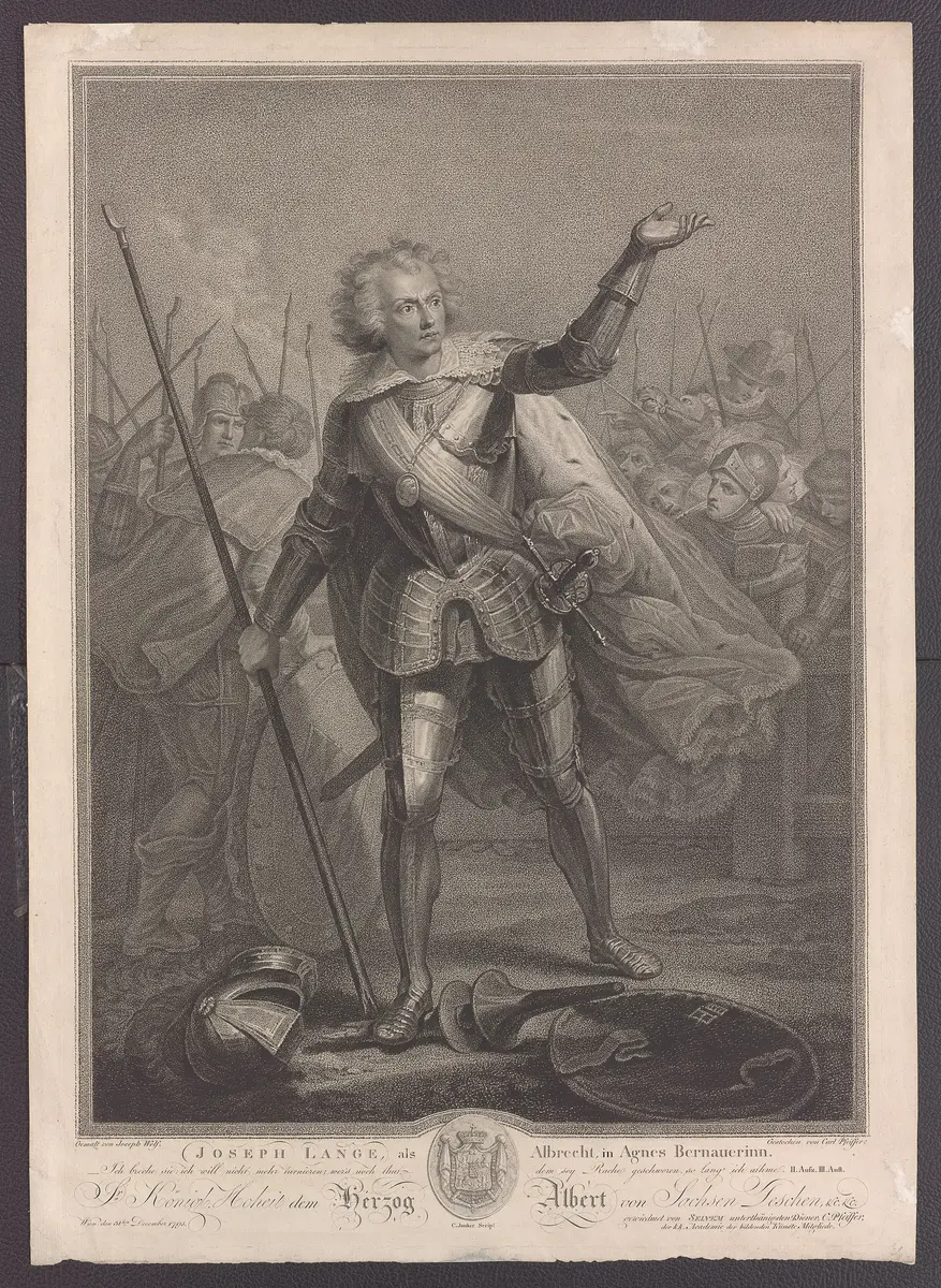 Joseph Lange, Verweis auf Stücktitel: Agnes Bernauerin