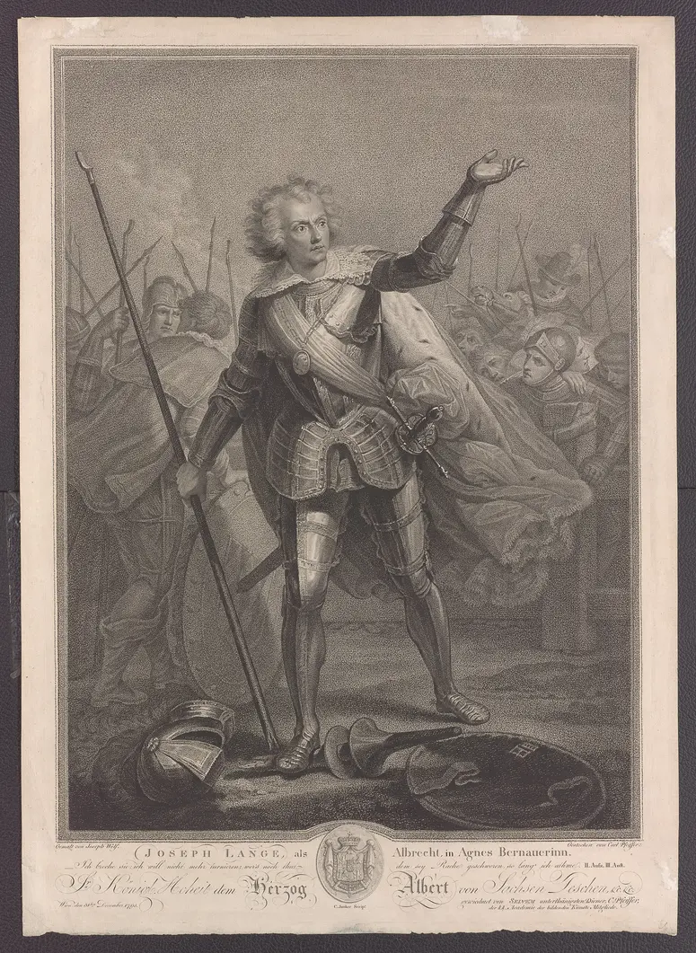 Joseph Lange, Verweis auf Stücktitel: Agnes Bernauerin