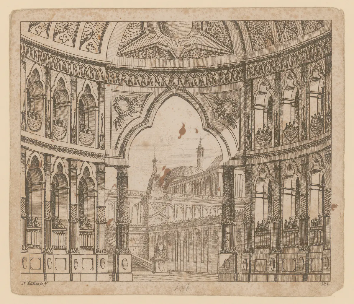 ohne Titel, Titel der Serie: Theaterdecorationen nach den Originalskitzen des k.k. Hoftheatermahlers Joseph Platzer radirt und verlegt von Norbert Bittner