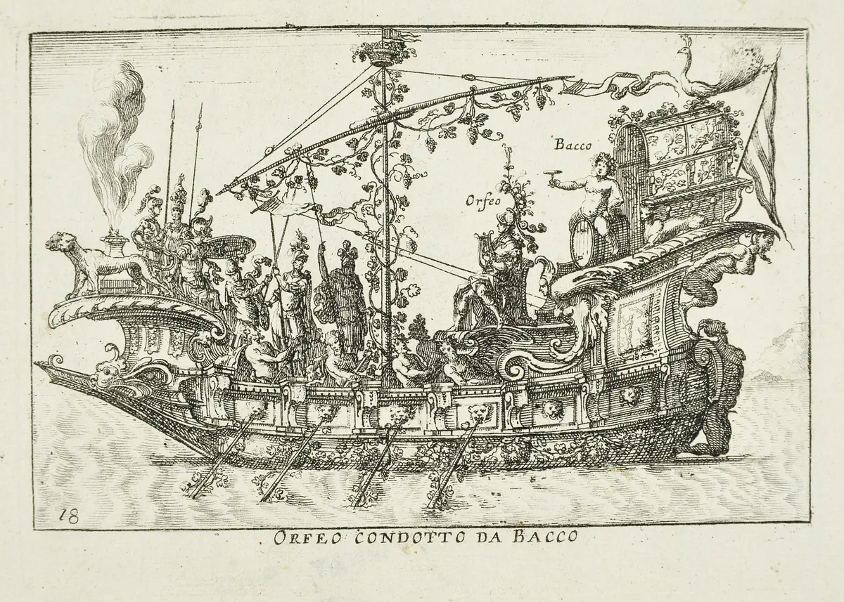 Le Magnifique carousel fait sur le fleuve de l'Arne a Florence pour le marriage de Grande Duc, Inventartitel: Carousel auf dem Arnofluß, Verweis auf Stücktitel: L'Argonautica
