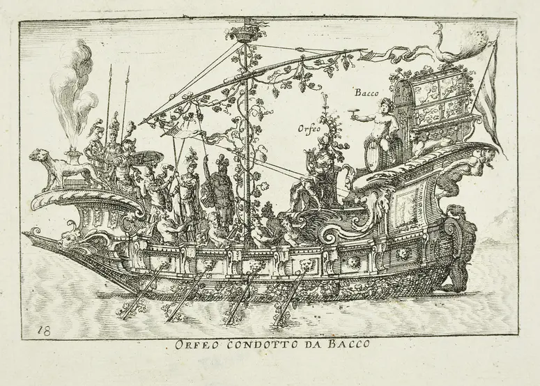 Le Magnifique carousel fait sur le fleuve de l'Arne a Florence pour le marriage de Grande Duc, Inventartitel: Carousel auf dem Arnofluß, Verweis auf Stücktitel: L'Argonautica
