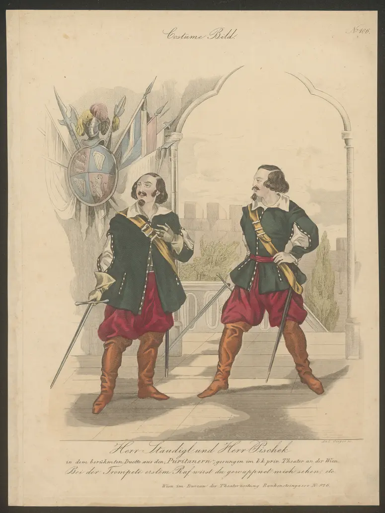 Die Puritaner, Alternativtitel: I puritani, Titel der Serie: Costume-Bild, Name der Zeitschrift: Wiener Theaterzeitung