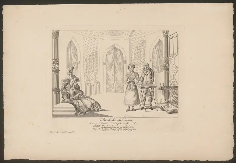 Sylphide das Seefräulein, Alternativtitel: Sylphide, das Seefräulein, Titel der Serie: Gallerie drolliger Scenen, Name der Zeitschrift: Wiener Theaterzeitung