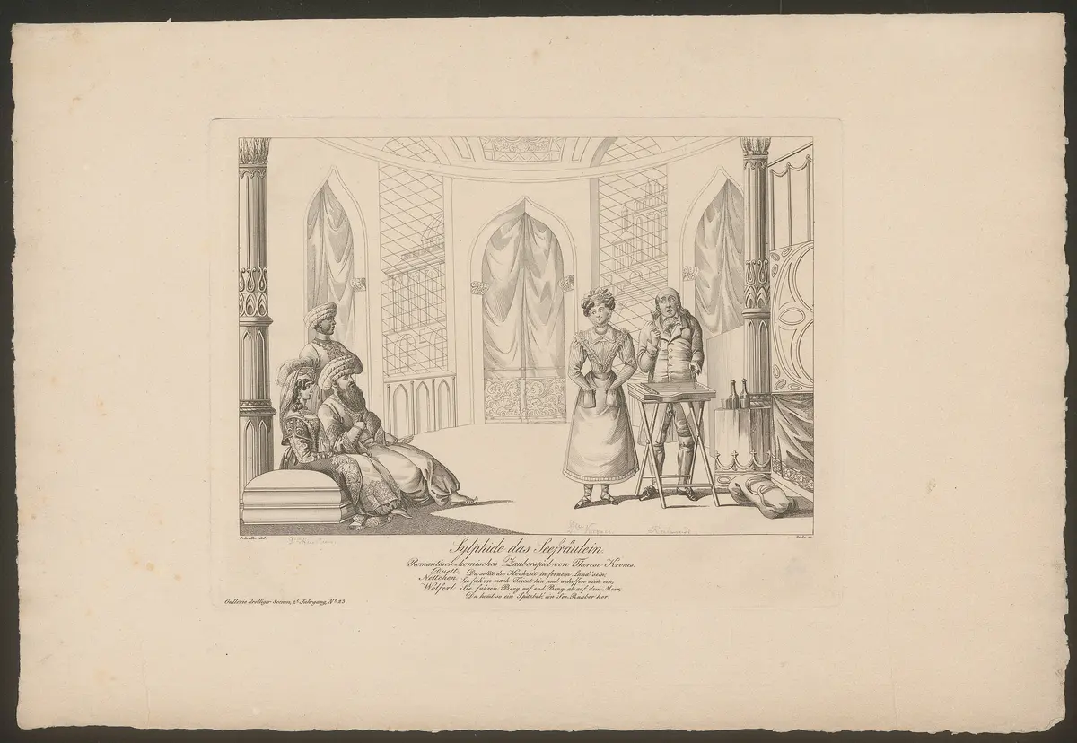 Sylphide das Seefräulein, Alternativtitel: Sylphide, das Seefräulein, Titel der Serie: Gallerie drolliger Scenen, Name der Zeitschrift: Wiener Theaterzeitung
