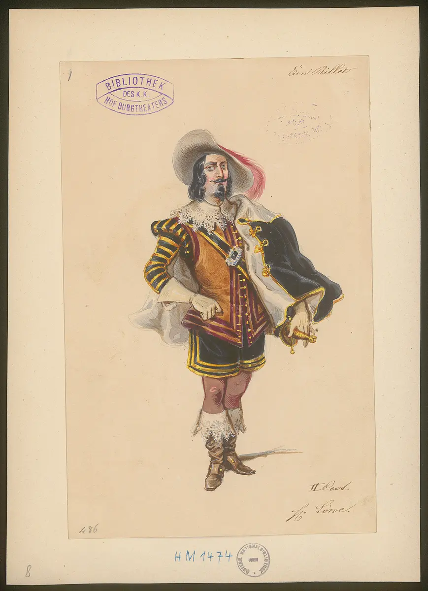 Ein Billett, Titel der Serie: Figurinen des k.k. Hof-Burgtheaters