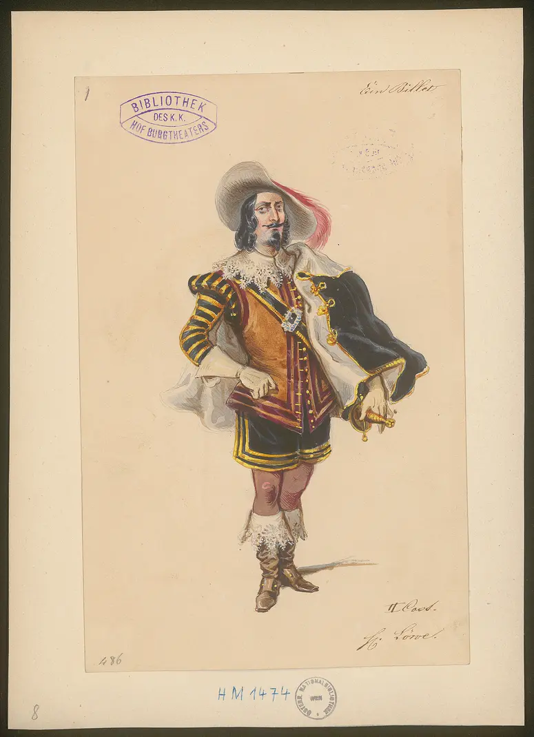 Ein Billett, Titel der Serie: Figurinen des k.k. Hof-Burgtheaters