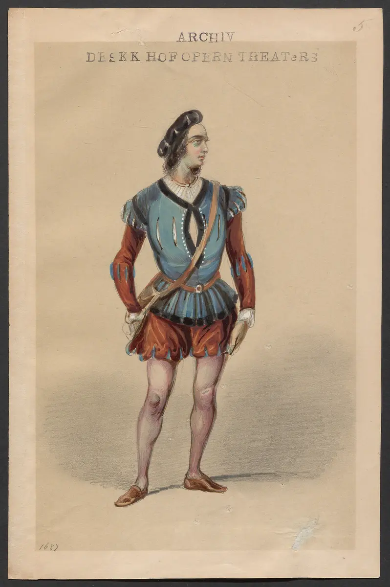 Joconde, oder Die Abenteuerer, Originaltitel: Joconde ou Les Coureurs d’aventures, Titel der Serie: Figurinen des k.k. Hofoperntheaters