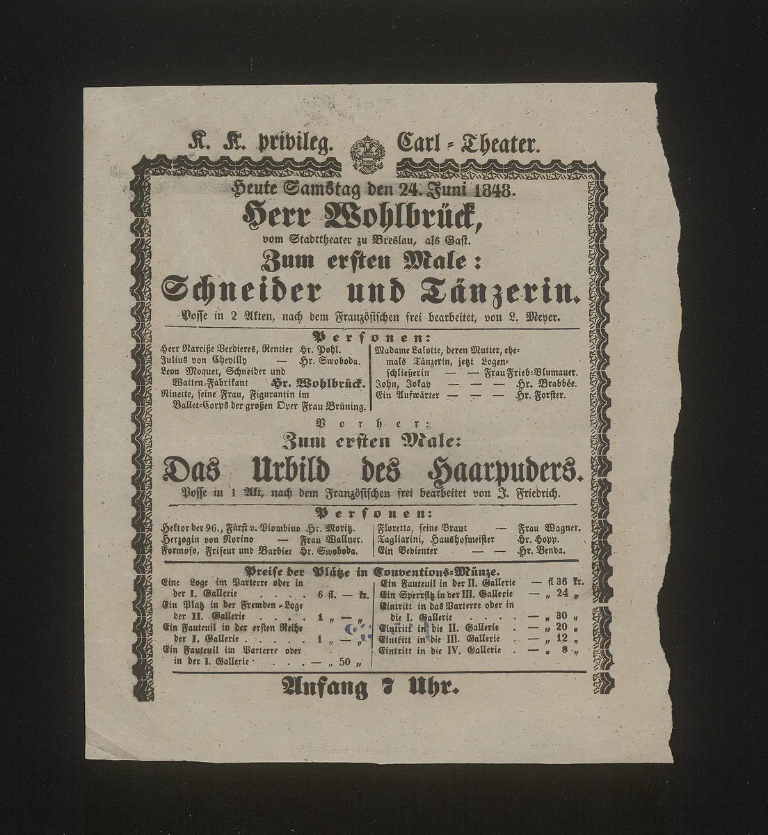 Schneider und Tänzerin, Das Urbild des Haarpuders