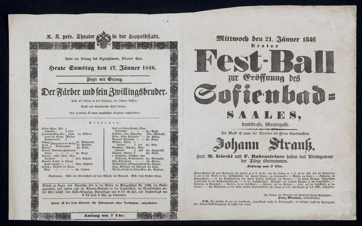 Der Färber und sein Zwillingsbruder, Erster Fest-Ball zur Eröffnung des Sofienbad-Saales