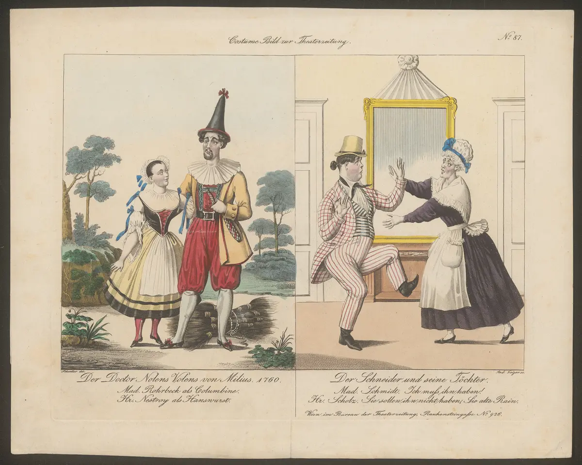 Doctor nolens volens / Der Schneider und seine Töchter, Titel der Serie: Costume-Bild, Name der Zeitschrift: Wiener Theaterzeitung