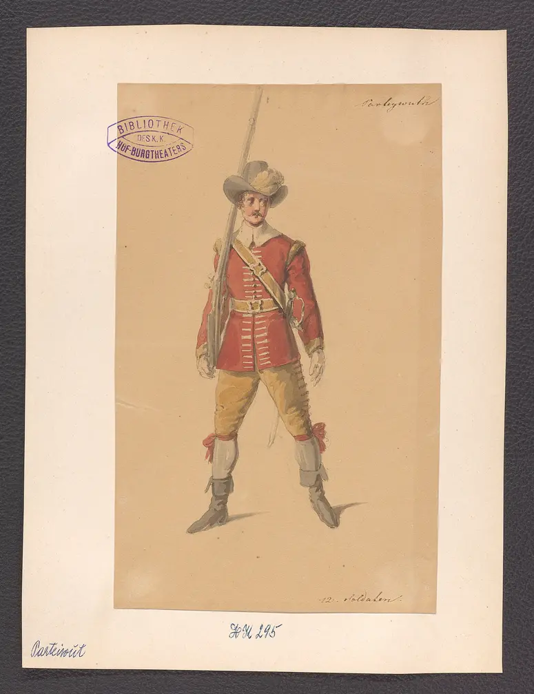 Parteiwut, oder Die Kraft des Glaubens, Titel der Serie: Figurinen des k.k. Hof-Burgtheaters