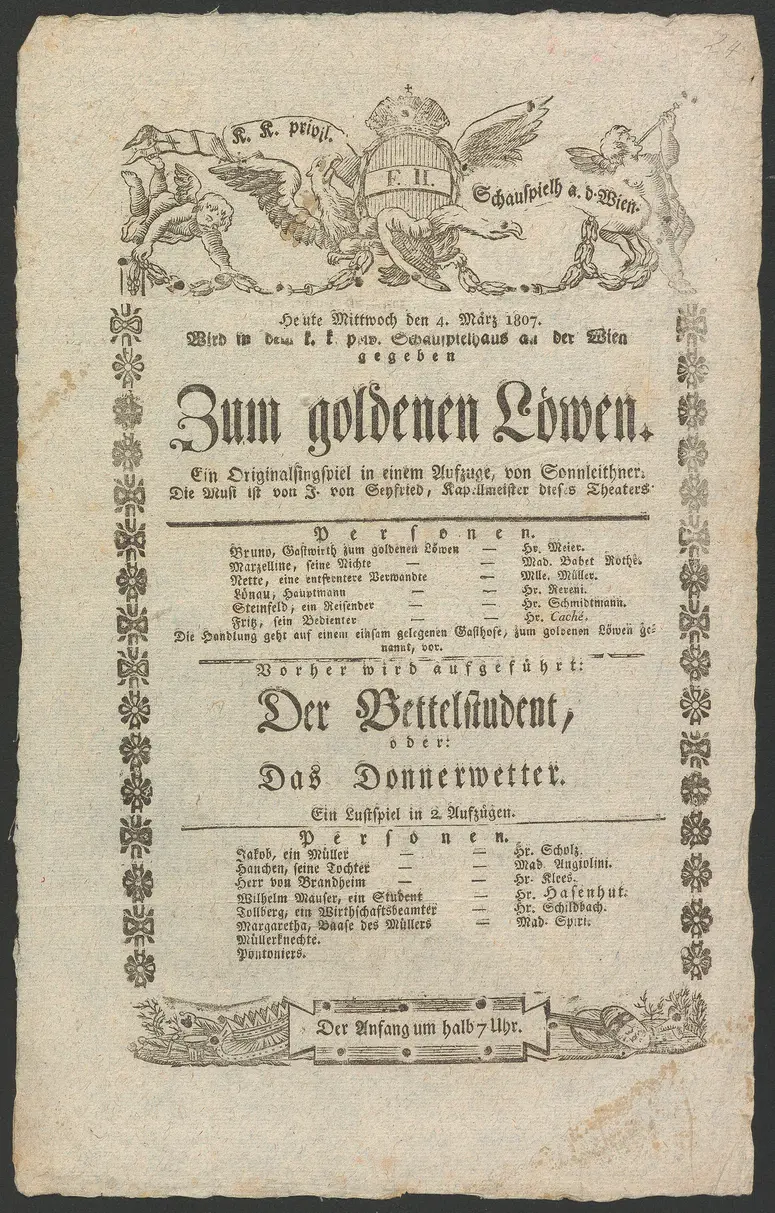 Zum goldenen Löwen, Der Bettelstudent oder Das Donnerwetter
