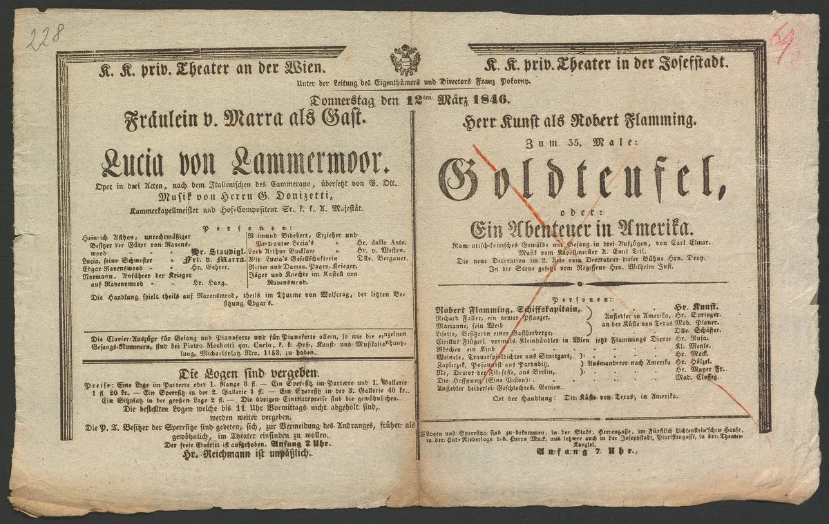 Lucia von Lammermoor, Goldteufel, oder Ein Abenteuer in Amerika