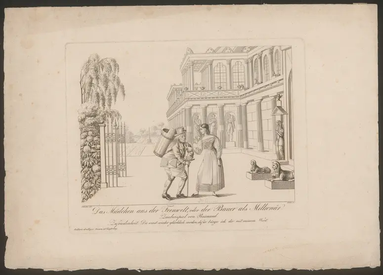 Das Mädchen aus der Feenwelt, oder der Bauer als Millionär, Titel der Serie: Gallerie drolliger Scenen, Name der Zeitschrift: Wiener Theaterzeitung