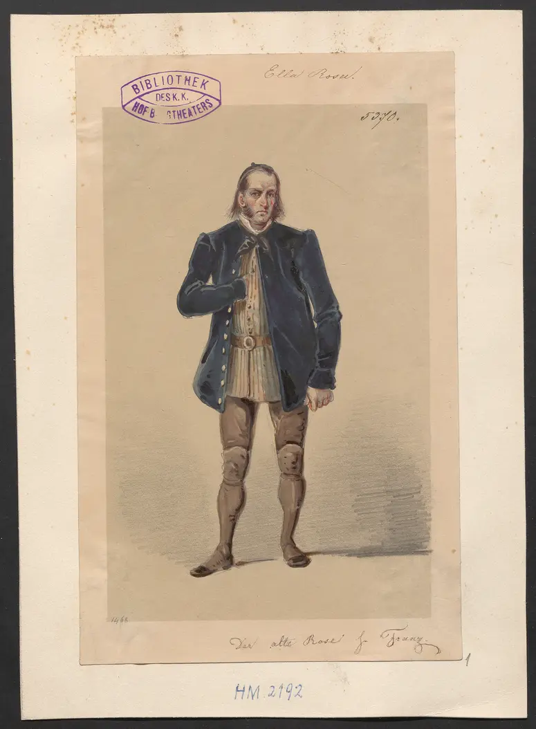 Ella Rose, oder Die Rechte des Herzens, Titel der Serie: Figurinen des k.k. Hof-Burgtheaters