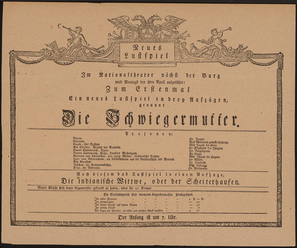 Die Schwiegermutter, Die indianische Wittwe oder Der Scheiterhaufen, L'Indienne
