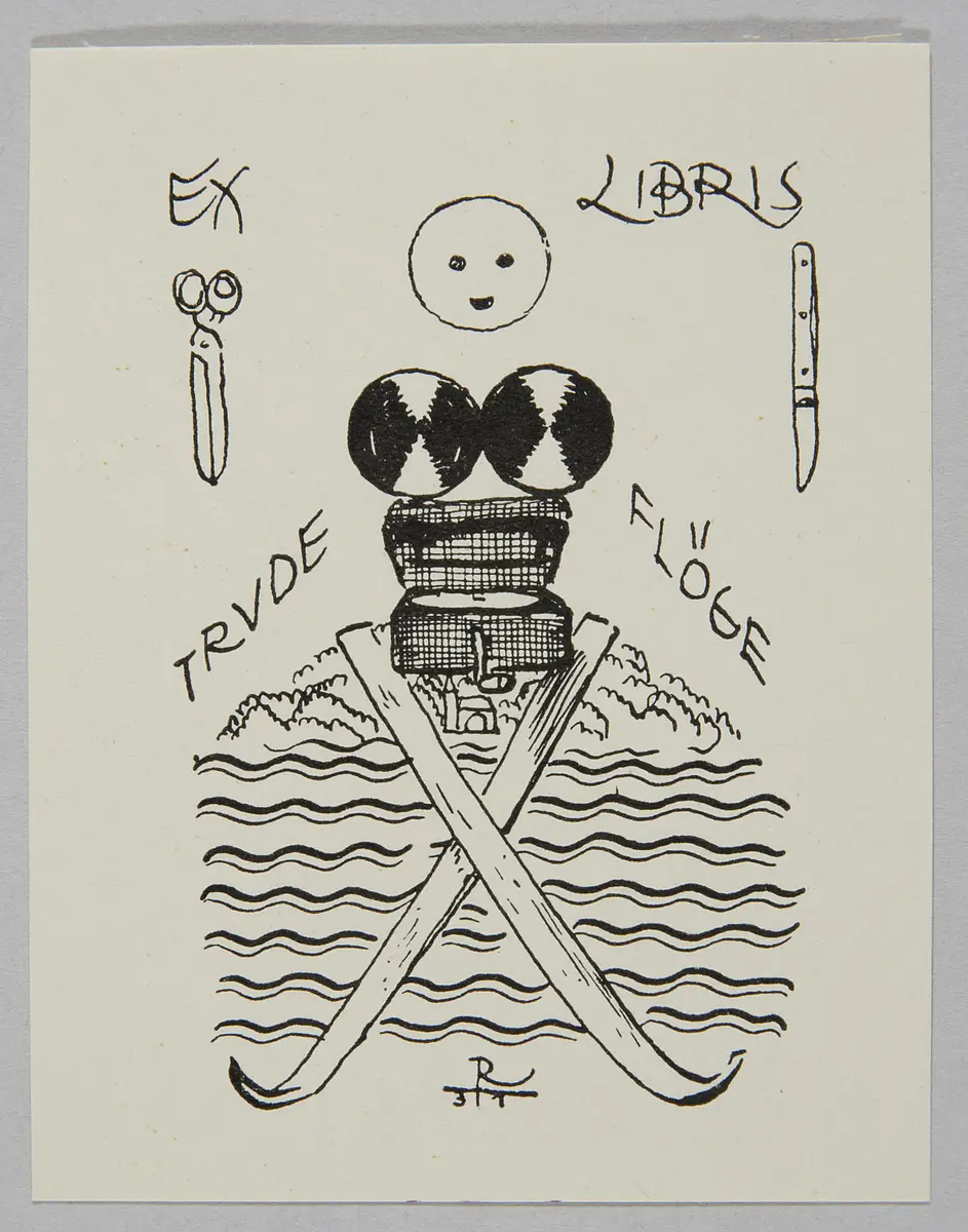 Exlibris Trude Flöge, Alternativtitel: Scherzexlibris für Silvester 1931