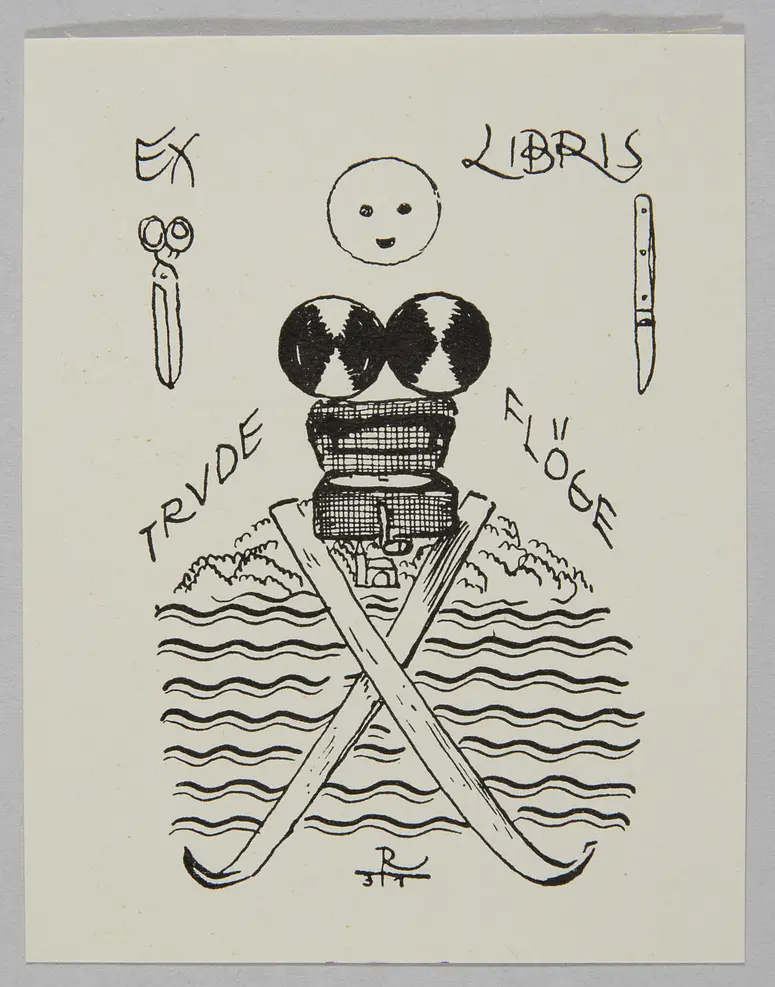 Exlibris Trude Flöge, Alternativtitel: Scherzexlibris für Silvester 1931