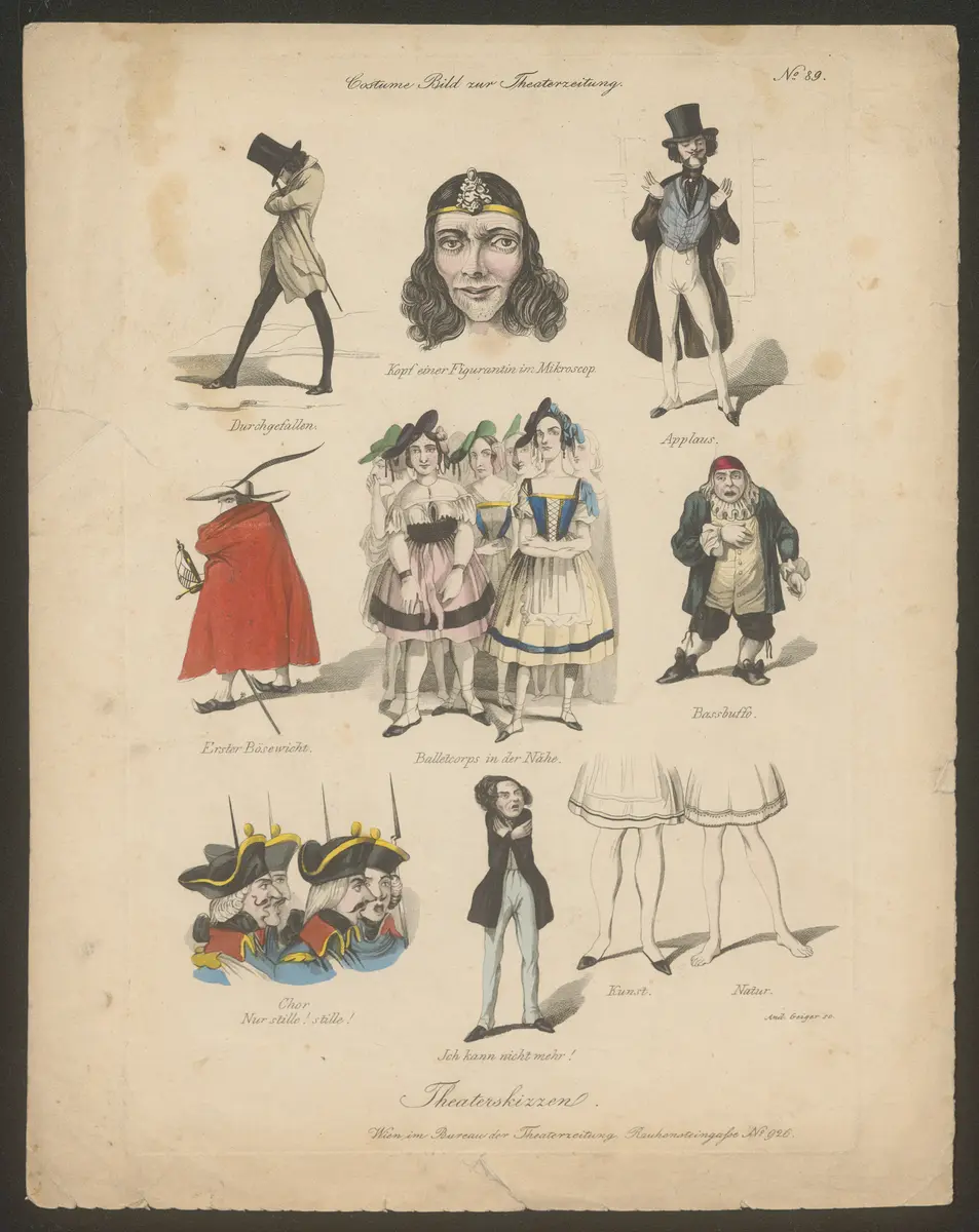 Theaterskizzen, Titel der Serie: Costume-Bild, Name der Zeitschrift: Wiener Theaterzeitung