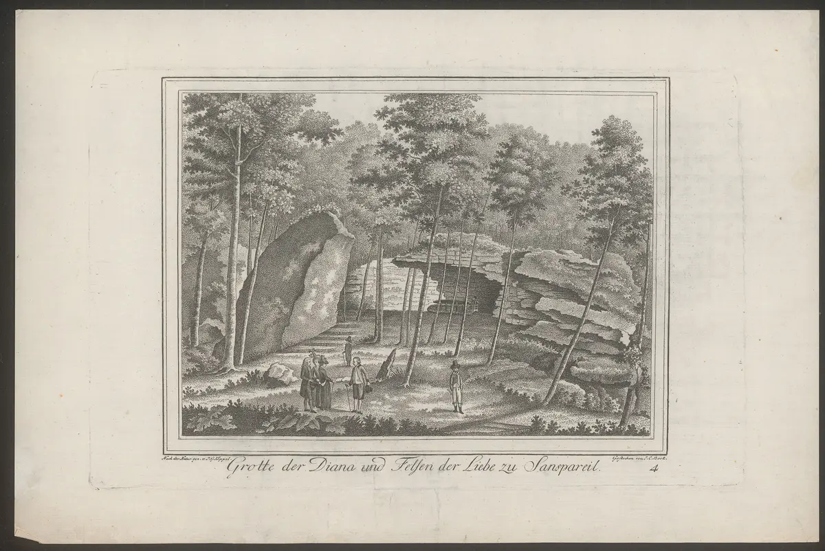 Bayreuth, Sanspareil, Titel in Vorlageform: Grotte der Diana und Felsen der Liebe zu Sanspareil