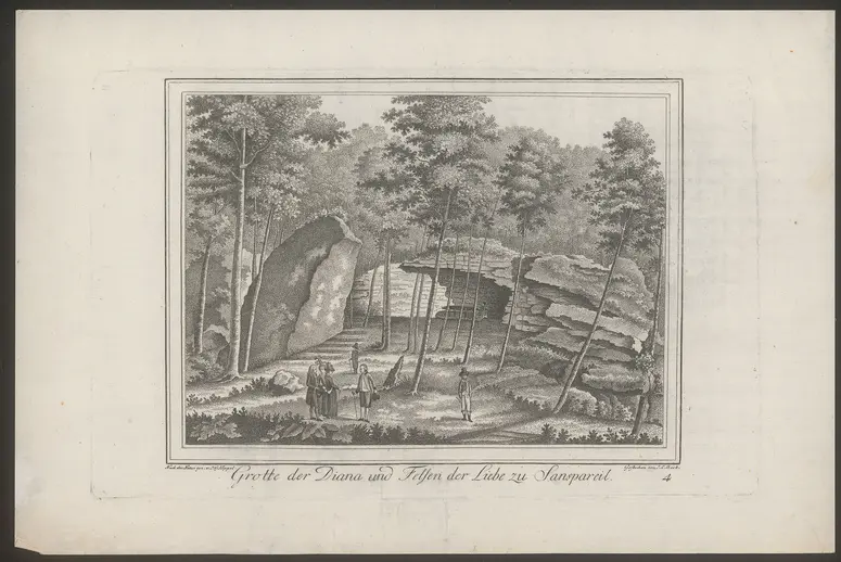 Bayreuth, Sanspareil, Titel in Vorlageform: Grotte der Diana und Felsen der Liebe zu Sanspareil