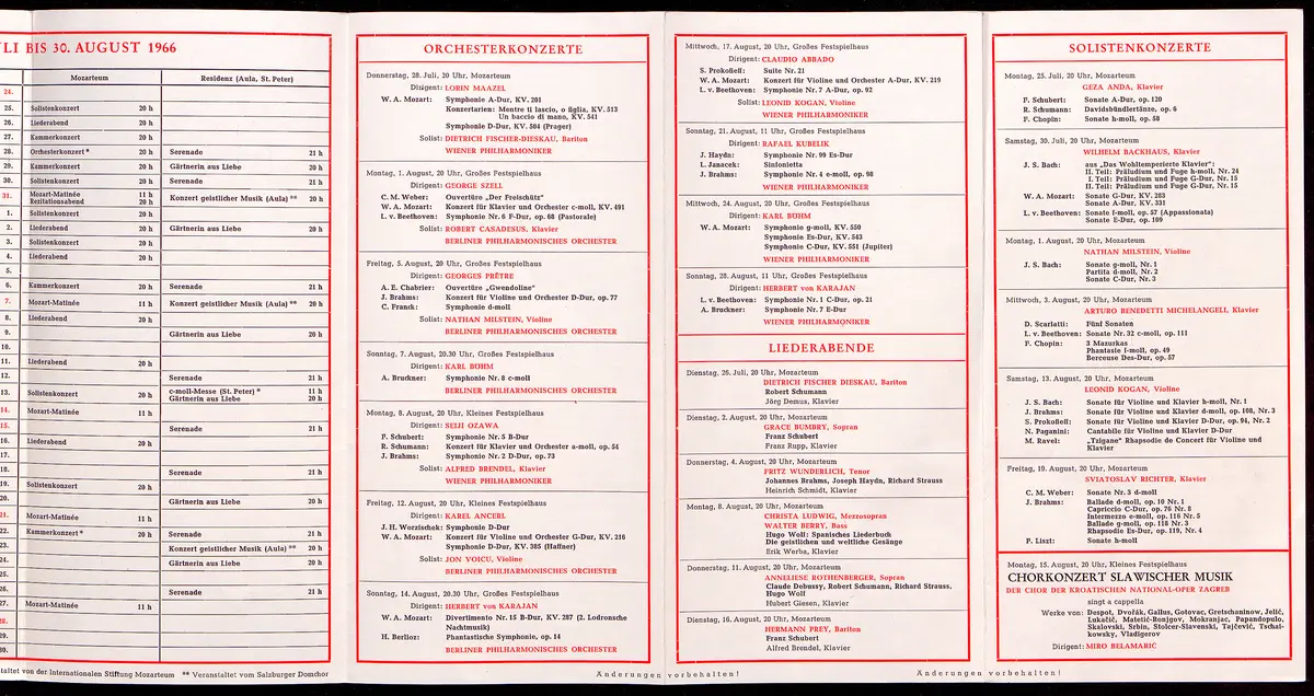 Salzburger Festspiele 1966, Verweis auf Stücktitel: Carmen, Verweis auf Stücktitel: Die Bassariden, Verweis auf Stücktitel: Die Entführung aus dem Serail, Verweis auf Stücktitel: Figaros Hochzeit, Verweis auf Stücktitel: Die Gärtnerin aus Liebe, Verweis auf Stücktitel: Boris Godunow, Verweis auf Stücktitel: Jedermann, Verweis auf Stücktitel: Ein Sommernachtstraum