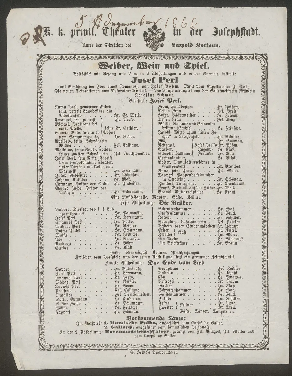 Weiber, Wein und Spiel oder Josef Perl