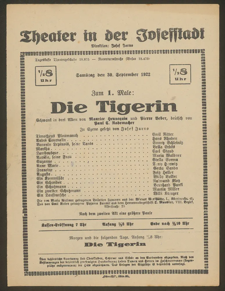 Die Tigerin, Et moi j'te dis qu'elle t'a fait de l'oeil (Originaltitel)