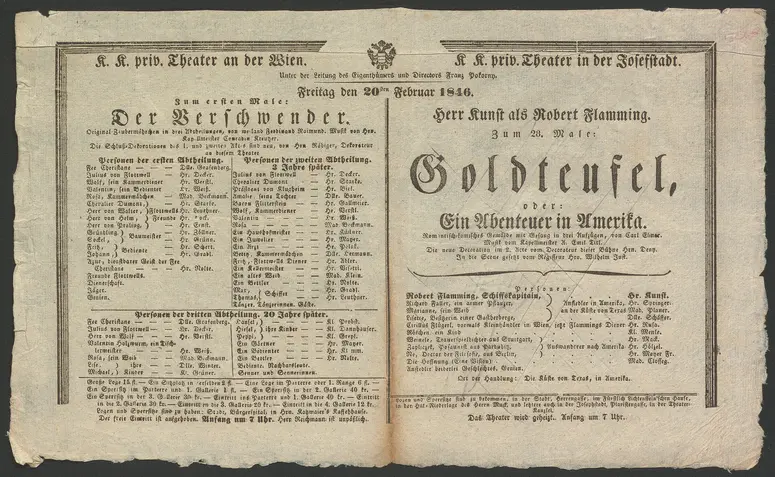 Der Verschwender, Goldteufel, oder Ein Abenteuer in Amerika