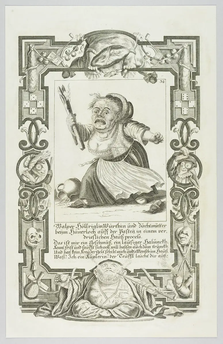 Il Callotto resuscitato oder Neü eingerichtes Zwerchen Cabinett, ...Höllriglin Würthin und Zuchtmutter...