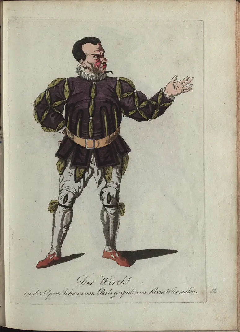 Johann von Paris, Titel der Serie: Auswahl schöner Costumes für Theater- und Ball-Anzüge