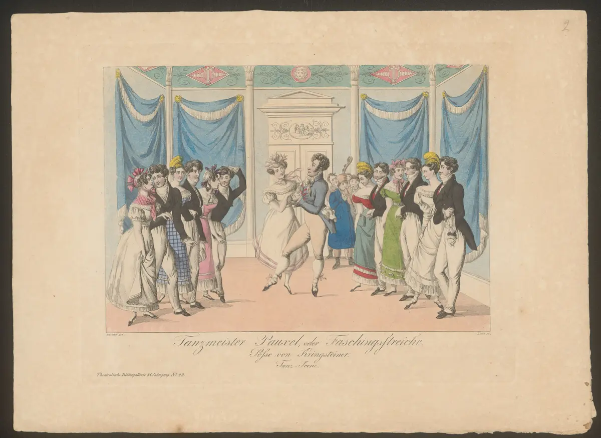 Tanzmeister Pauxel, oder Faschingsstreiche, Titel der Serie: Theatralische Bilder-Gallerie, Name der Zeitschrift: Wiener Theaterzeitung
