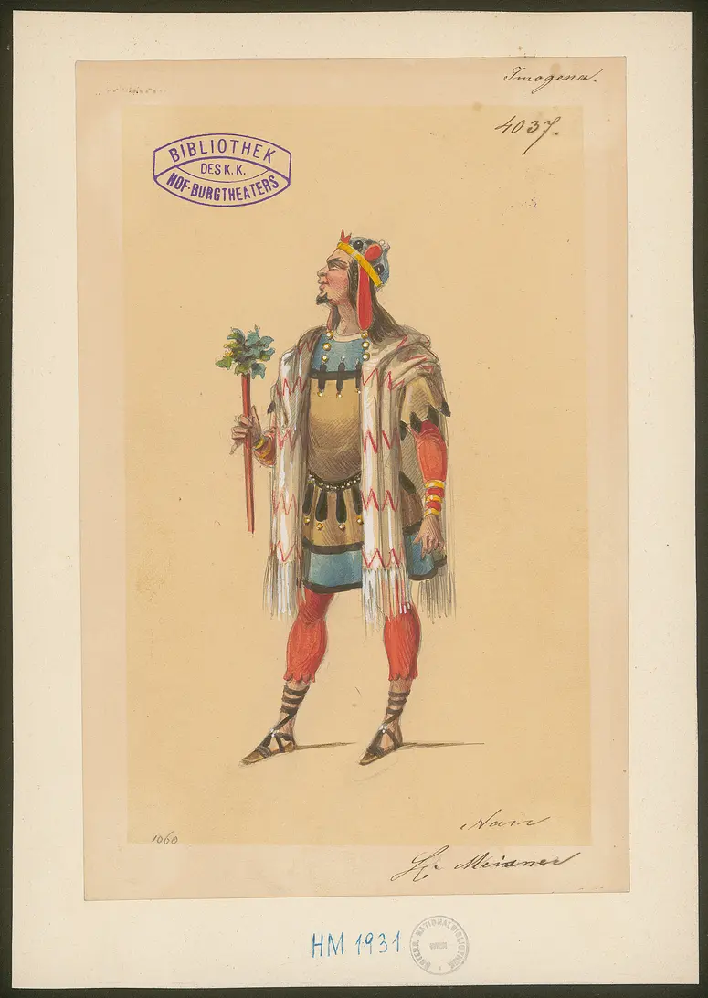 Cymbeline, Alternativtitel: Die Kinder Cymbelins, Alternativtitel: Imogena, Titel der Serie: Figurinen des k.k. Hof-Burgtheaters