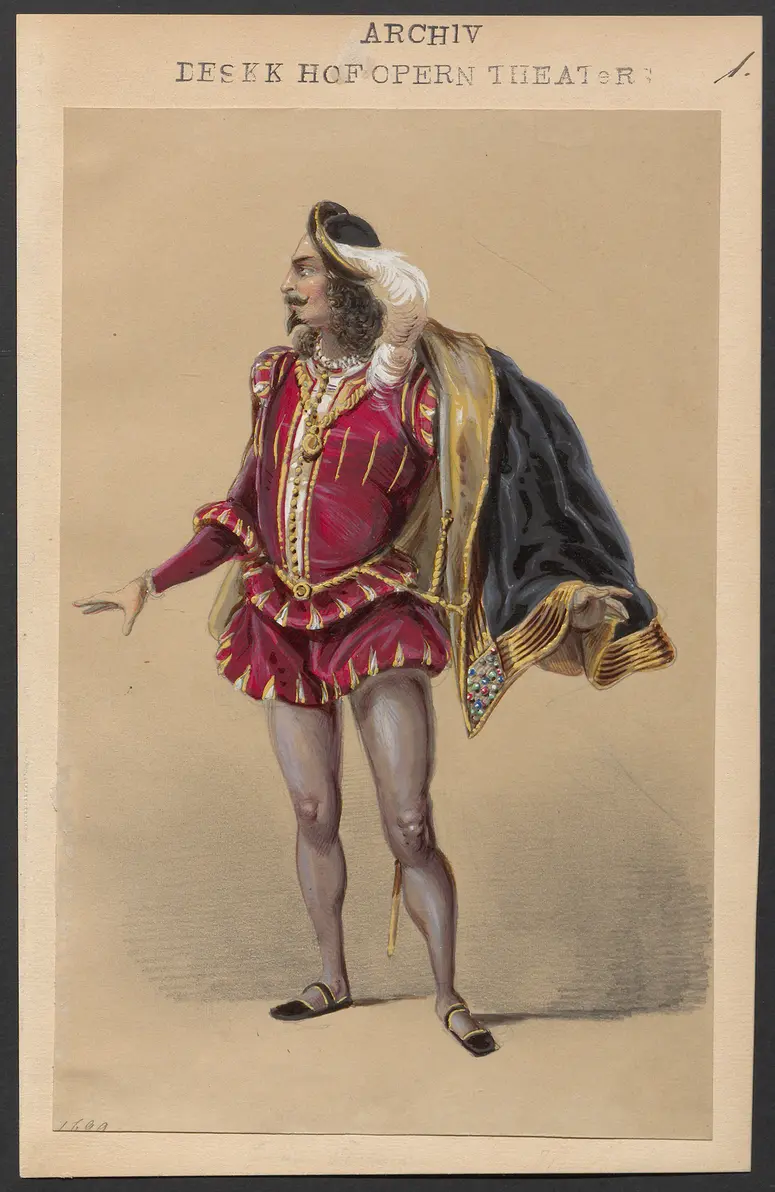 Joconde, oder Die Abenteuerer, Originaltitel: Joconde ou Les Coureurs d’aventures, Titel der Serie: Figurinen des k.k. Hofoperntheaters