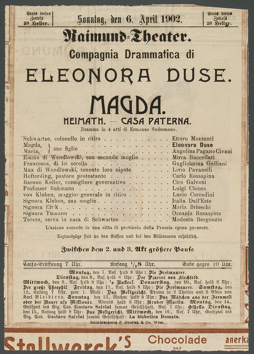 Heimat, Titel in Vorlageform: Magda (Casa paterna)