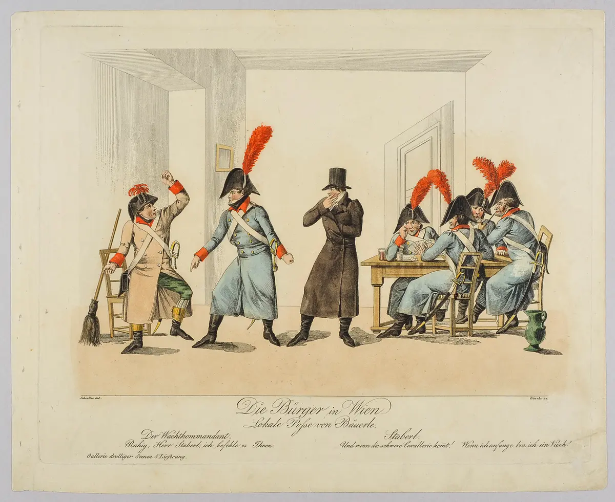 Die Bürger in Wien, Titel der Serie: Gallerie drolliger Scenen, Name der Zeitschrift: Wiener Theaterzeitung