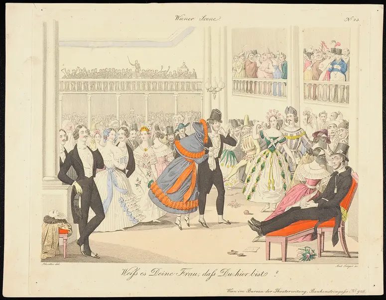 Weiß Deine Frau, dass du hier bist?, Titel der Serie: Wiener Scene, Name der Zeitschrift: Wiener Theaterzeitung