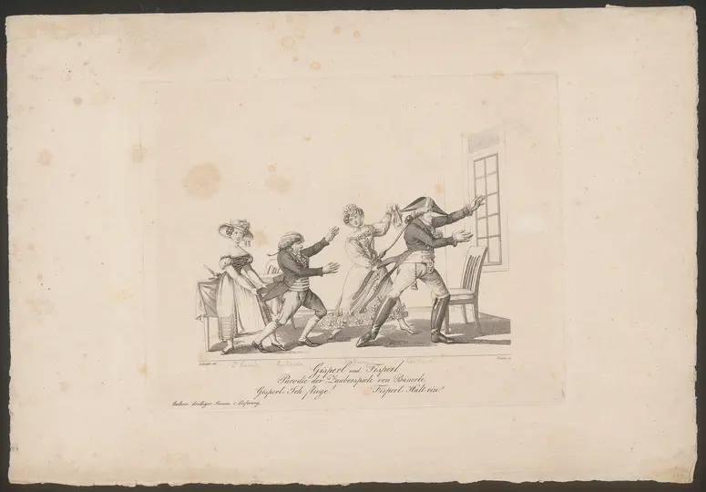 Gisperl und Fisperl, Titel der Serie: Gallerie drolliger Scenen, Name der Zeitschrift: Wiener Theaterzeitung