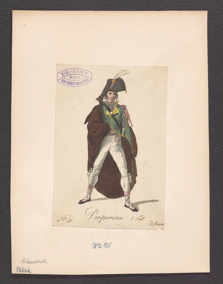 Valeria, oder Vaterlist, Suchtitel: Valeria, Originaltitel: Ponce de Leon, Titel der Serie: Figurinen des k.k. Hof-Burgtheaters