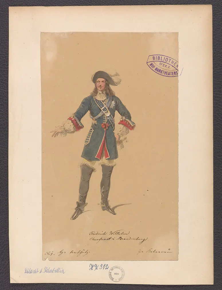 Figurinen des k.k. Hof-Burgtheaters, Originaltitel: Prinz Friedrich von Homburg, Titel der Veranstaltung: Die Schlacht bei Fehrbellin