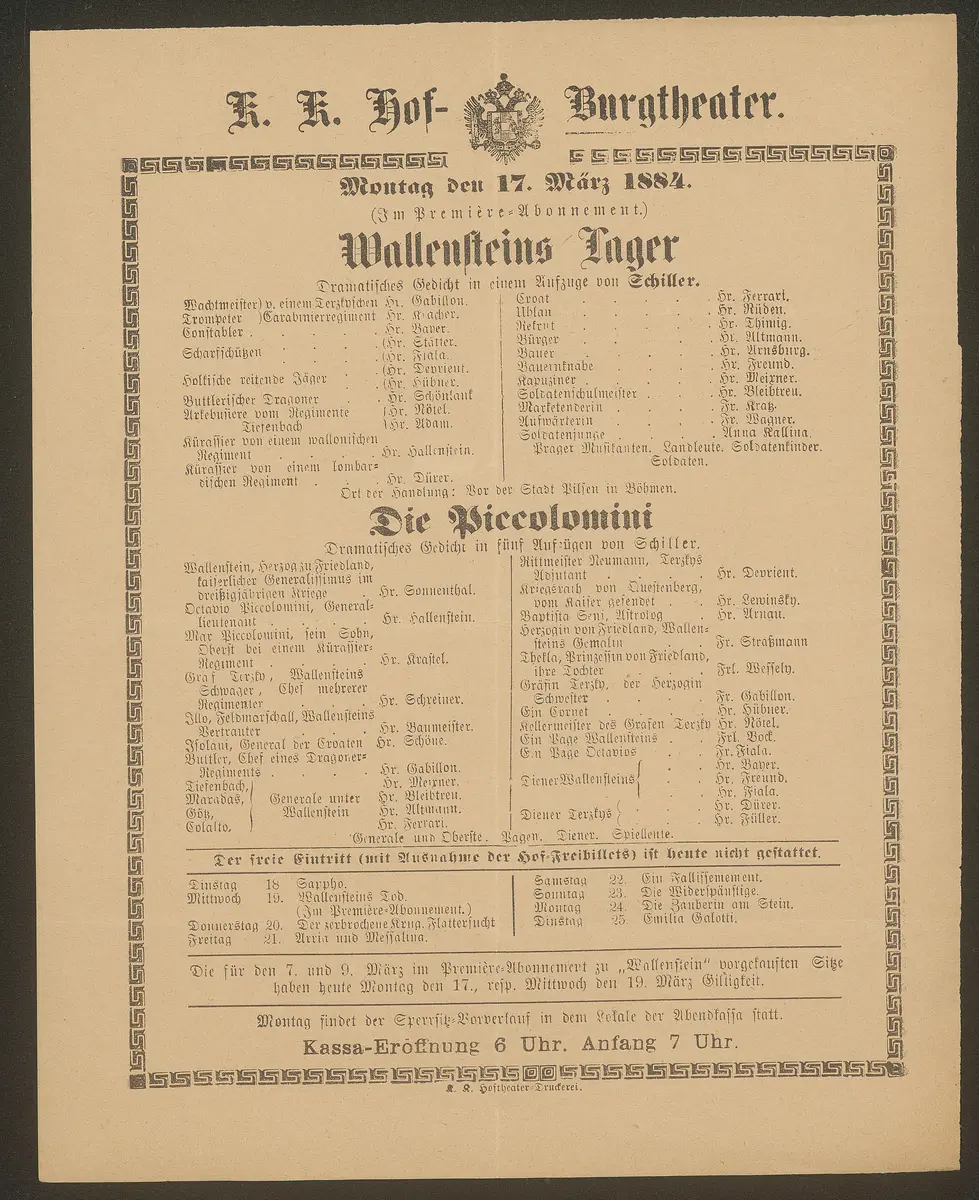 Wallensteins Lager, Die Piccolomini