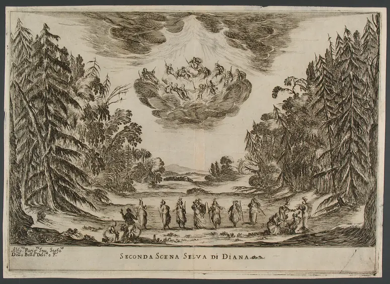 Le nozze degli dei, Titel in Vorlageform: Le nozze degli dei. Favola Dell Ab' Gio. Carlo Coppola Rappresentata in Musica in Firenze nelle reali nozze de serenis.mi Gran Duchi di Toschana Ferdinando II. e Vittoria Principessa d'Urbino