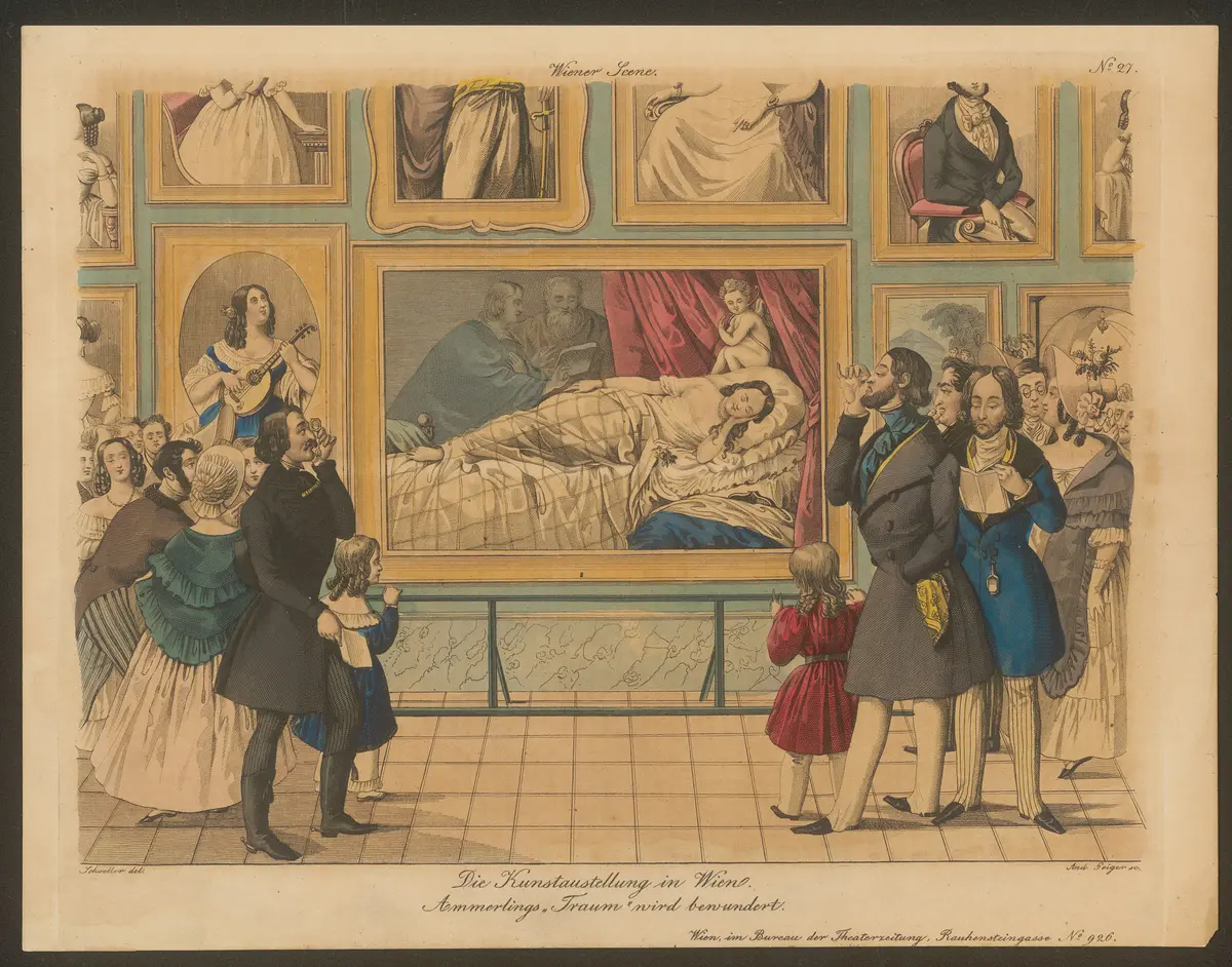 Die Kunstaustellung in Wien., Titel der Serie: Wiener Scene, Name der Zeitschrift: Wiener Theaterzeitung