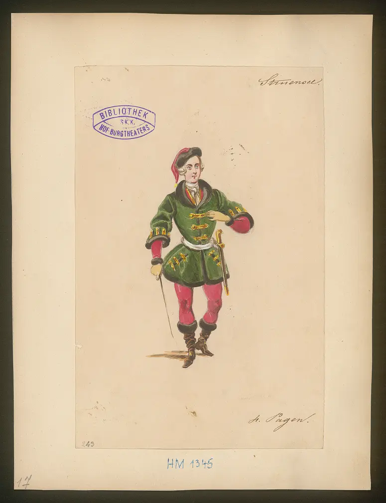 Struensee und die Deutschen in Dänemark, Titel der Serie: Figurinen des k.k. Hof-Burgtheaters