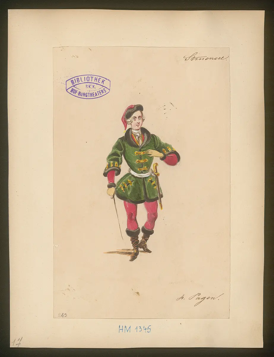 Struensee und die Deutschen in Dänemark, Titel der Serie: Figurinen des k.k. Hof-Burgtheaters