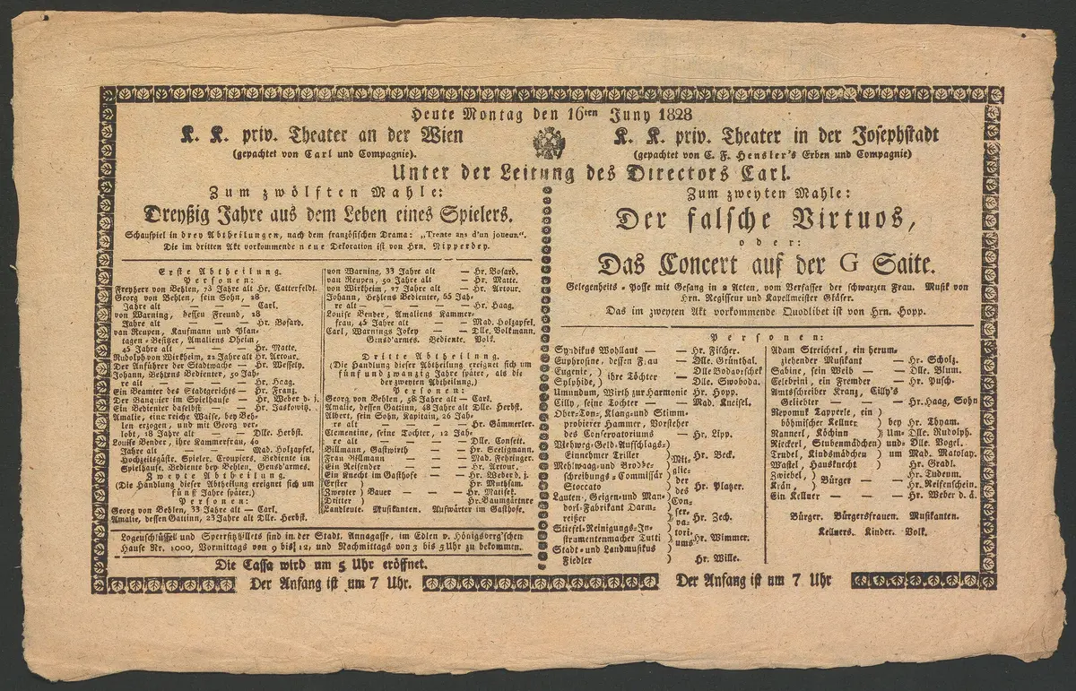 Dreyßig Jahre aus dem Leben eines Spielers, Der falsche Virtuos, oder Das Concert auf der G-Saite, Alternativtitel: Dreißig Jahre aus dem Leben eines Spielers