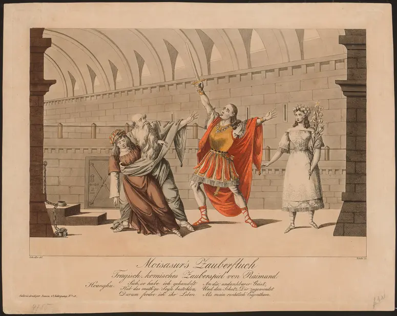 Moisasur's Zauberfluch, Alternativtitel: Moisasurs Zauberfluch, Titel der Serie: Gallerie drolliger Scenen, Name der Zeitschrift: Wiener Theaterzeitung