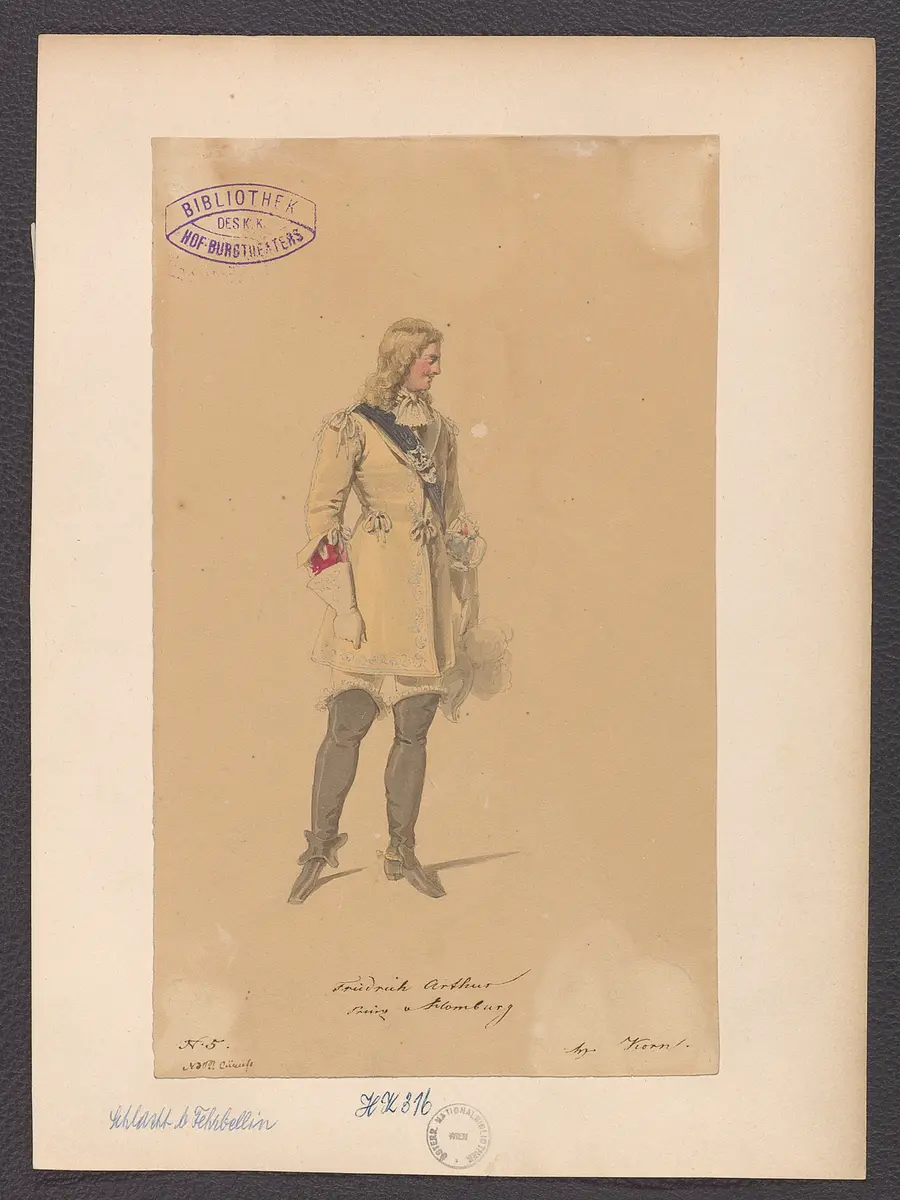 Prinz Friedrich von Homburg, Titel der Serie: Figurinen des k.k. Hof-Burgtheaters, Titel der Veranstaltung: Die Schlacht bei Fehrbellin