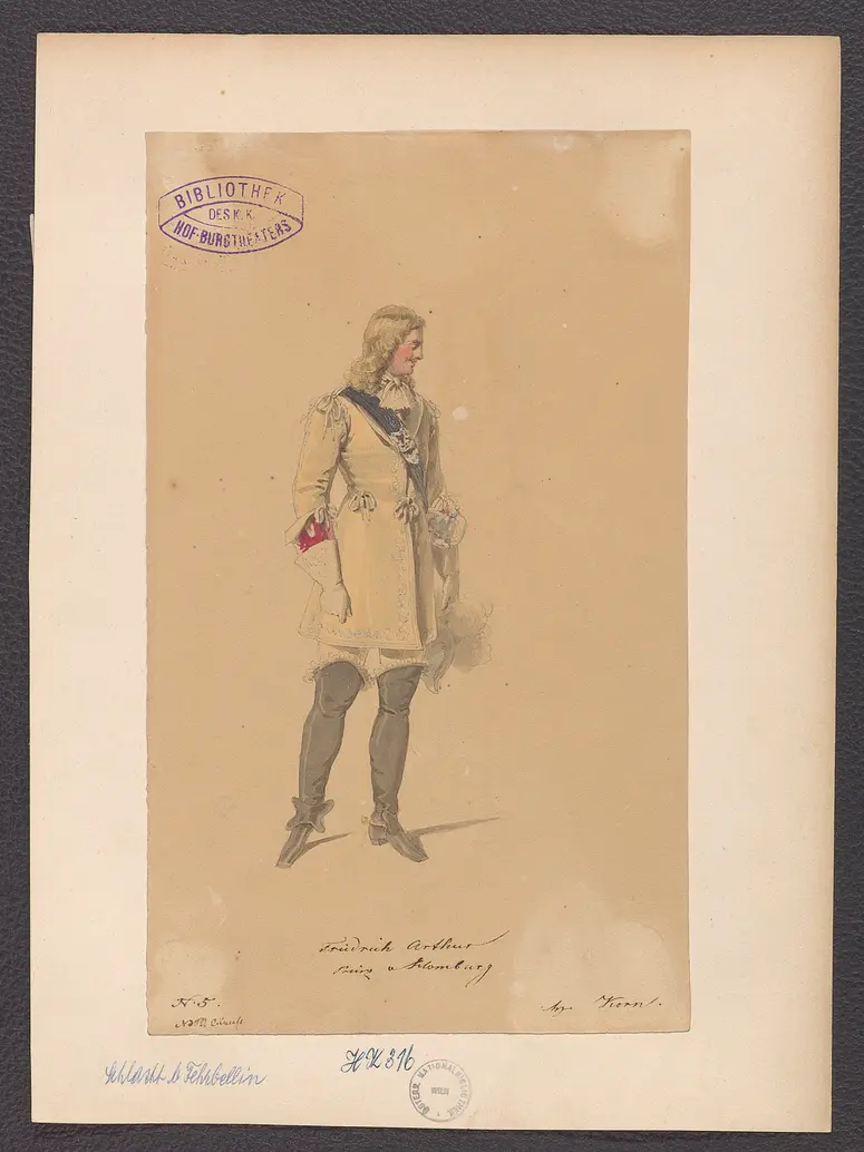 Prinz Friedrich von Homburg, Titel der Serie: Figurinen des k.k. Hof-Burgtheaters, Titel der Veranstaltung: Die Schlacht bei Fehrbellin